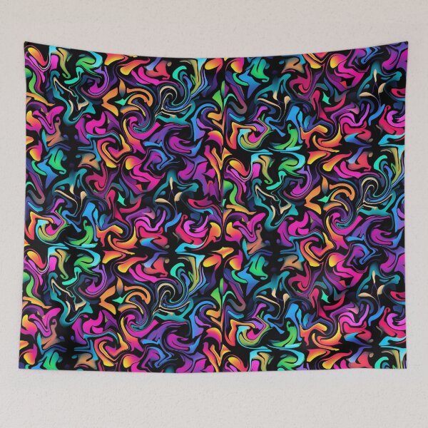 Item preview, Fantasy pattern abstract blue yellow red black green lines surfaces designed and sold by G-M-Designs.