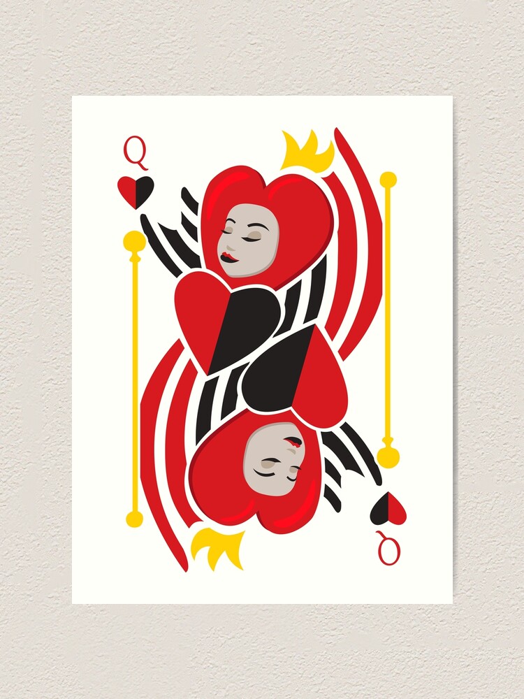 Queen Of Hearts Card Art Print By Akandrea Redbubble