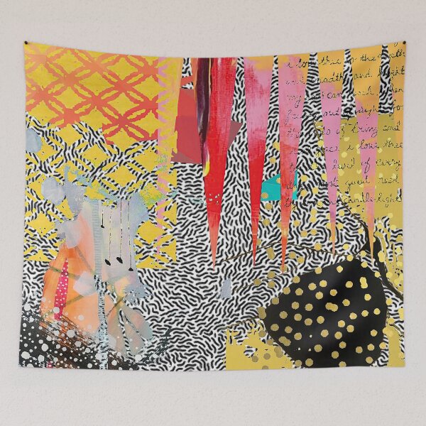 Item preview, Gold Lattice Abstract Collage Art Yellow, Black & White, Red designed and sold by Sheree Burlington.
