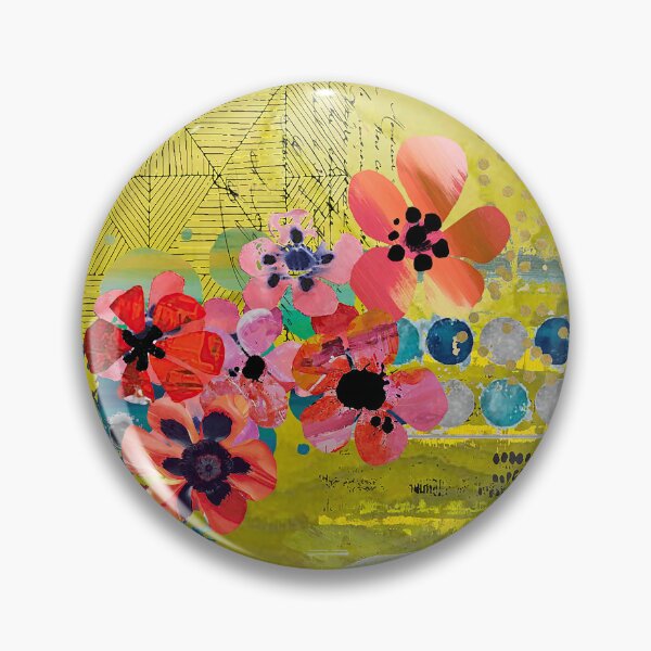 Item preview, Olive Flowers Abstract Collage in Avocado, Navy, Pink, Orange, Black designed and sold by Sheree Burlington.