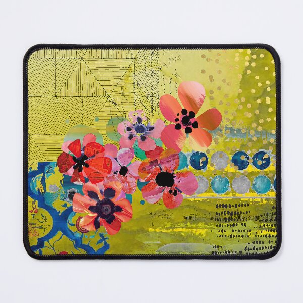 Item preview, Olive Flowers Abstract Collage in Avocado, Navy, Pink, Orange, Black designed and sold by Sheree Burlington.