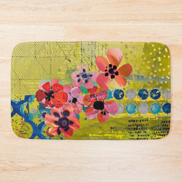 Item preview, Olive Flowers Abstract Collage in Avocado, Navy, Pink, Orange, Black designed and sold by Sheree Burlington.