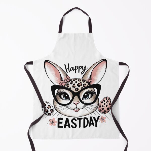 Aperçu de l'œuvre Cute Bunny Rabbit Face Leopard Glasses Girl Happy Easter Day créée et vendue par Dazzling15.