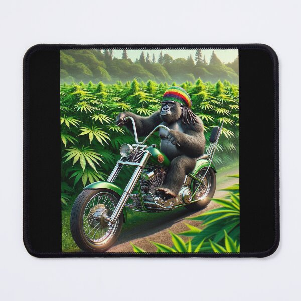 Item preview, "Rasta Gorilla Chopper Ride Through Marijuana Plants" designed and sold by Aidesign77.