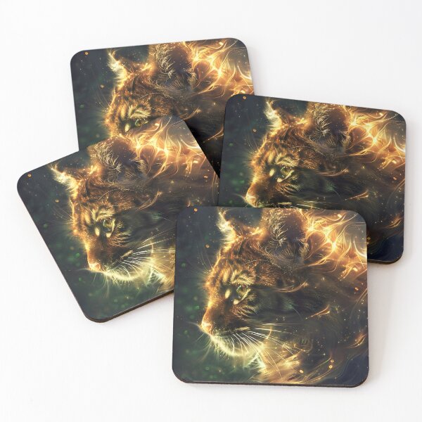 Item preview, Fiery tiger cat digital art designed and sold by Aroeldesigns.
