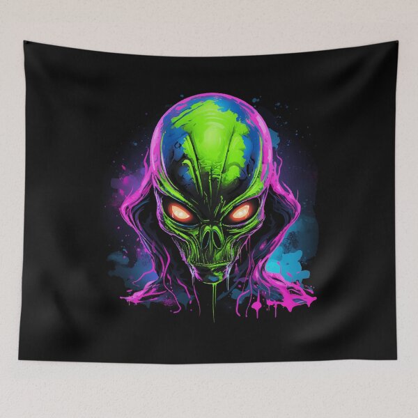 Item preview, Alien portrait in pink/green, extraterrestrial creature designed and sold by Andrea-Design.