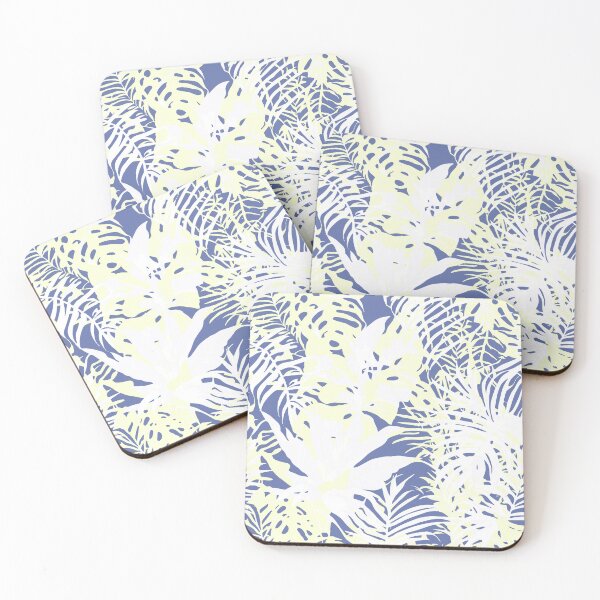 Item preview, Jungle Navi Blue Leaves Pattern  designed and sold by Aeterna Prints.