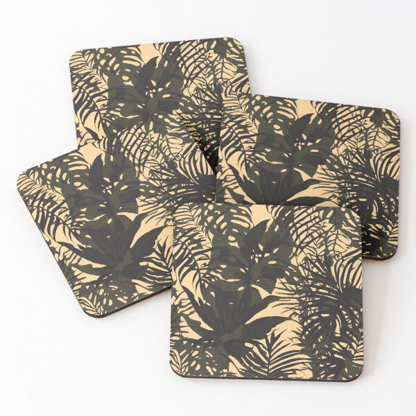 Item preview, Jungle Black Leaves Pattern  designed and sold by Aeterna Prints.