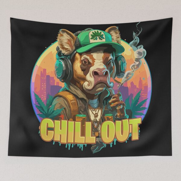 Item preview, Hip Hop Bull Chill Out Artwork smooking and relaxing designed and sold by diegomenjivar92.