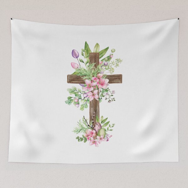 Item preview, Easter Cross with flowers designed and sold by PixelsNBows.