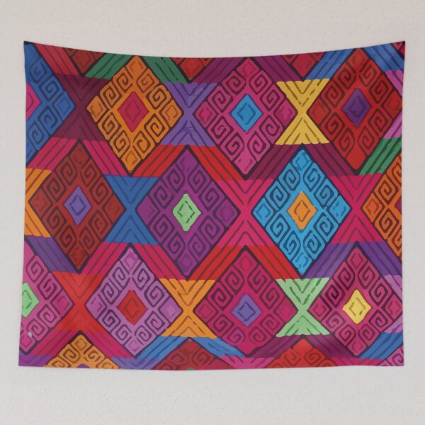Item preview, Colorful geometric rhombus ethnic embroidery maximalist decoration dopamine dressing designed and sold by T-Mex.