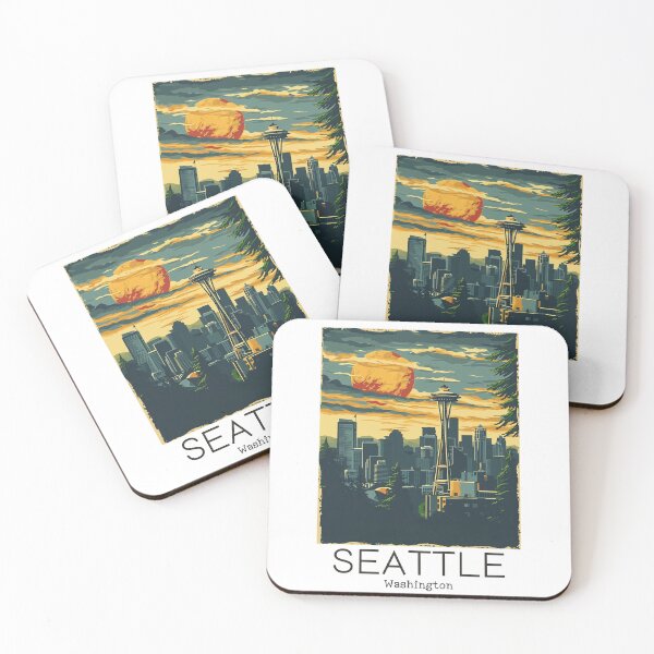 Item preview, A Vintage Travel Illustration of Seattle - Washington - US designed and sold by GoodOldVintage.