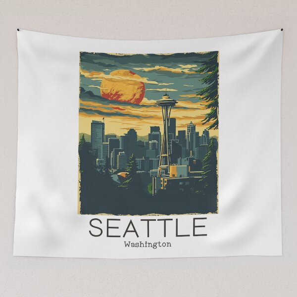 Item preview, A Vintage Travel Illustration of Seattle - Washington - US designed and sold by GoodOldVintage.