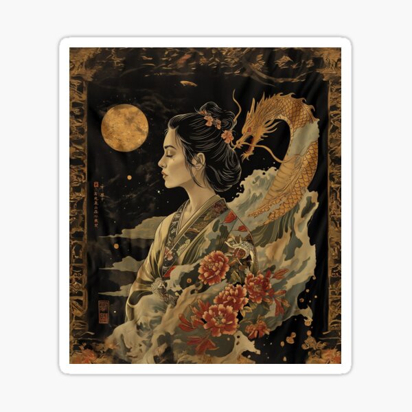 Woman with Japanese Dragon Sticker