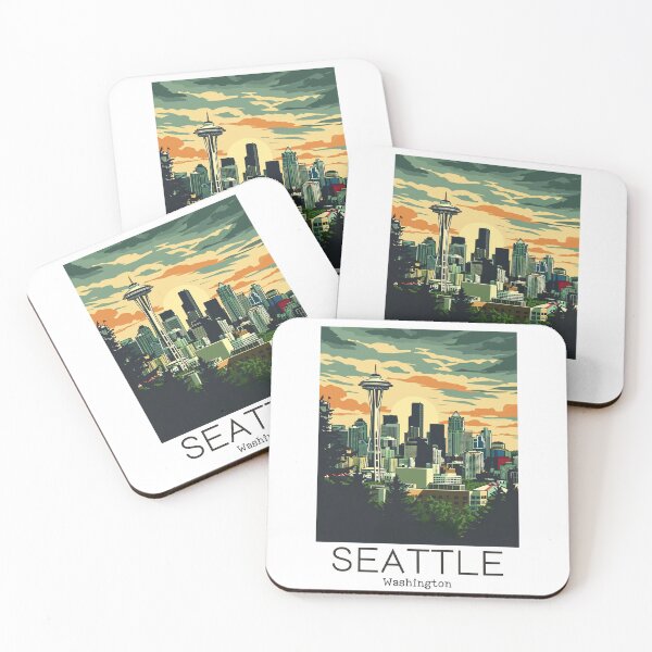 Item preview, A Vintage Travel Illustration of Seattle - Washington - US designed and sold by GoodOldVintage.