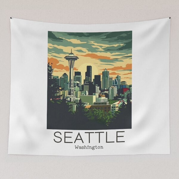 Item preview, A Vintage Travel Illustration of Seattle - Washington - US designed and sold by GoodOldVintage.