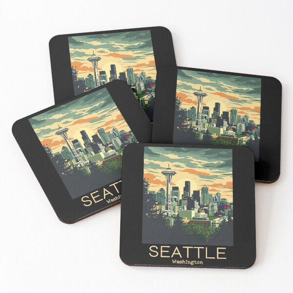 Item preview, A Vintage Travel Illustration of Seattle - Washington - US designed and sold by GoodOldVintage.
