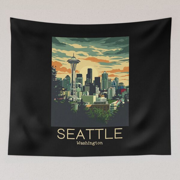 Item preview, A Vintage Travel Illustration of Seattle - Washington - US designed and sold by GoodOldVintage.