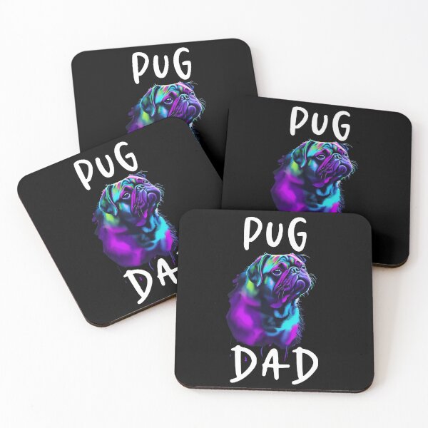 Item preview, Neon Pug Portrait for Fun Pug Dad designed and sold by MillennialVibe.