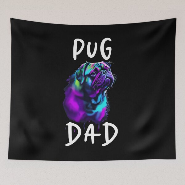 Item preview, Neon Pug Portrait for Fun Pug Dad designed and sold by MillennialVibe.