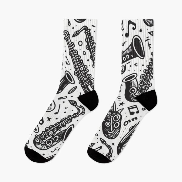 Item preview, Nice Black and White Saxophone pattern in clip art designed and sold by LindaV44.