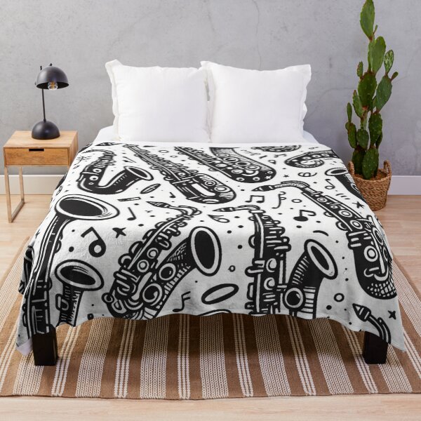 Item preview, Nice Black and White Saxophone pattern in clip art designed and sold by LindaV44.