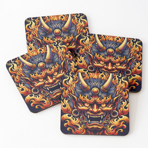 Item preview, "Flaming Elegance: Japanese Hannya Mask in Fire" designed and sold by zzz888.