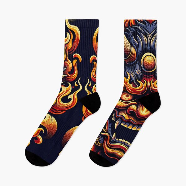 Item preview, "Flaming Elegance: Japanese Hannya Mask in Fire" designed and sold by zzz888.