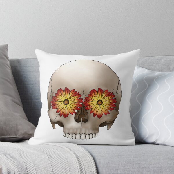 Item preview, Human Skull with Daisy Flowers for Eyes designed and sold by Moon Dog Art.