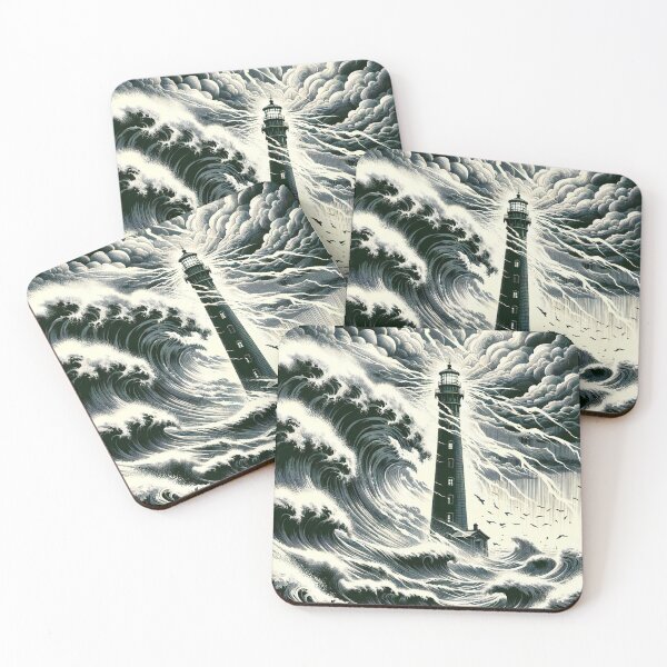 Item preview, Beacon Amidst Fury Lighthouse in Storm's Grasp designed and sold by ArtComixHaven.