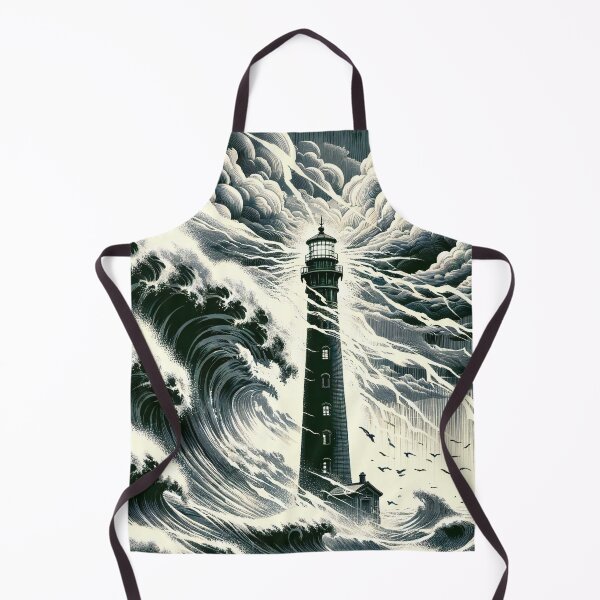 Item preview, Beacon Amidst Fury Lighthouse in Storm's Grasp designed and sold by ArtComixHaven.