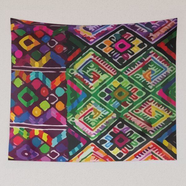 Item preview, Vibrant colorful native pattern bold folk art textile dopamine dressing maximalist design designed and sold by T-Mex.