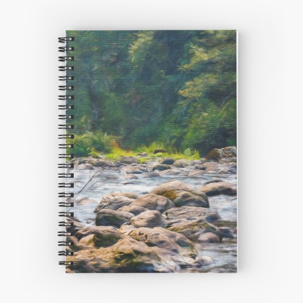 Item preview, stone path over shallow river in woods designed and sold by Taya Johnston.