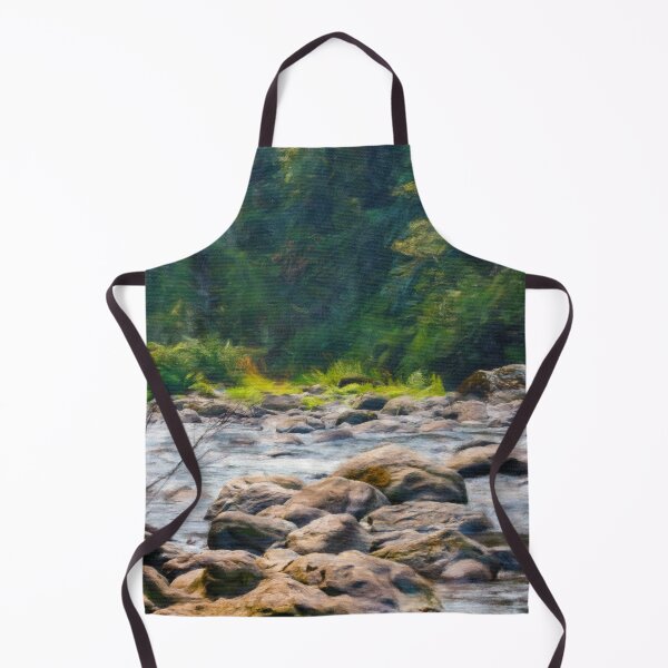 Item preview, stone path over shallow river in woods designed and sold by Taya Johnston.