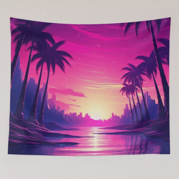Item preview, Synthwave Sunset Sway: Neon Tropic Dreams designed and sold by Mullet Monkey.