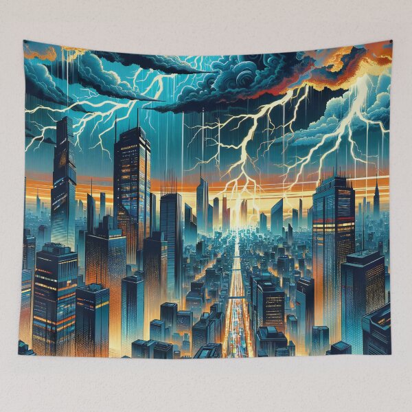 Item preview, Neon Storm Fusion of Future and Tradition designed and sold by ArtComixHaven.