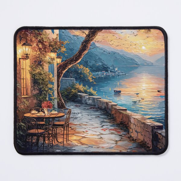 Item preview, Quaint Terrace by an Italian lake at sunset designed and sold by iguananick.