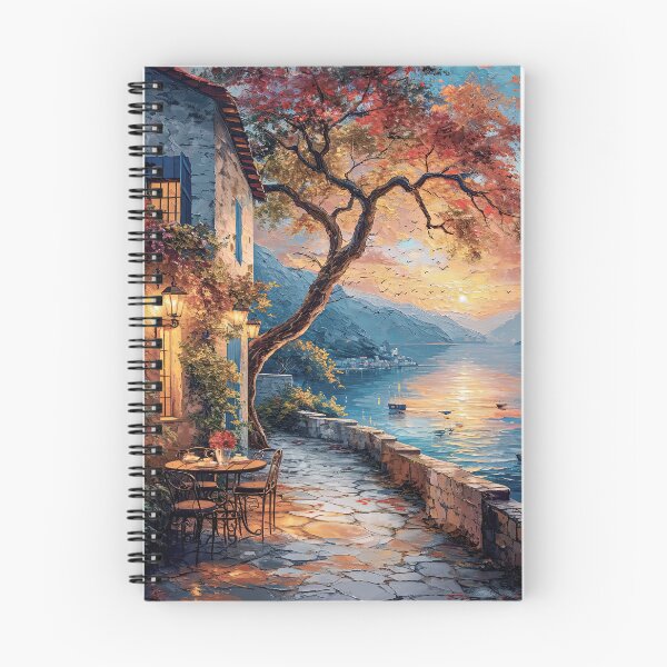 Item preview, Quaint Terrace by an Italian lake at sunset designed and sold by iguananick.