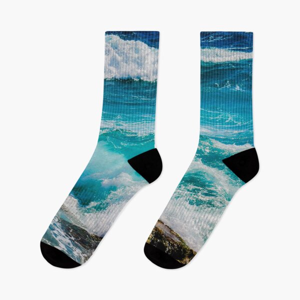 Item preview, Vibrant Blue Ocean Waves Crashing into a Rock designed and sold by ShopJoel.