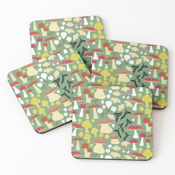 Item preview, 8 Scandinavian Autumn Mushrooms - forest green designed and sold by Ingrid Poole.