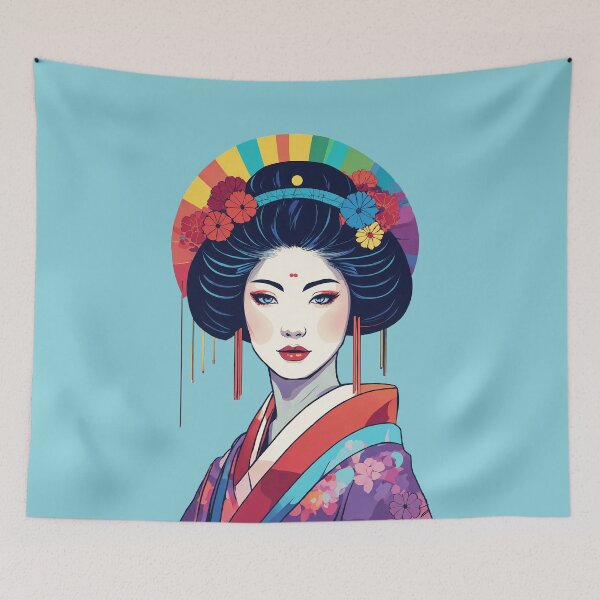 Item preview, illustration of a beautiful retro geisha designed and sold by Cosmicreations1.