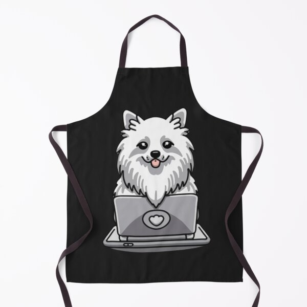 Item preview, White Pomeranian with laptop designed and sold by Blemenowo.