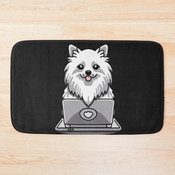Item preview, White Pomeranian with laptop designed and sold by Blemenowo.