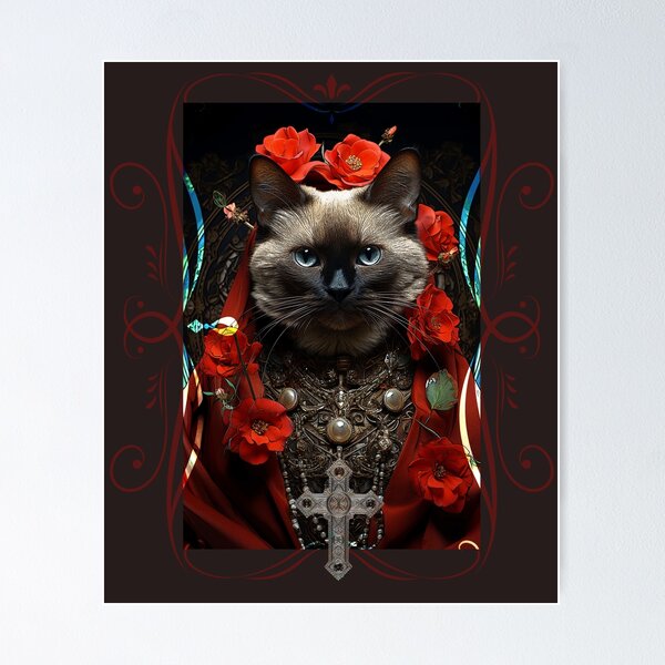 Item preview, Gothic Siamese Cat, Holy Saint Cat Portrait designed and sold by Art.Fusion.Studio.