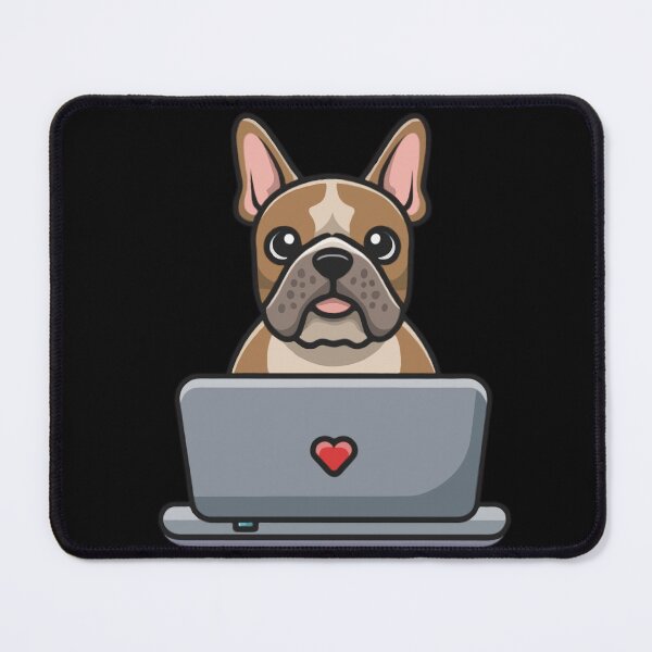 Item preview, French bulldog with laptop designed and sold by Blemenowo.