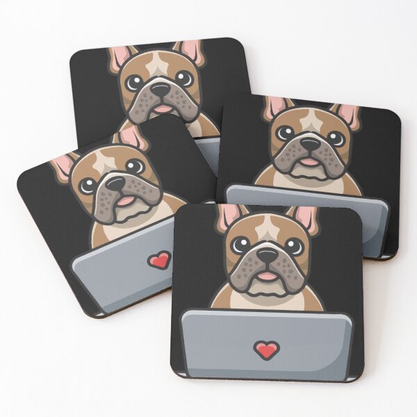 Item preview, French bulldog with laptop designed and sold by Blemenowo.