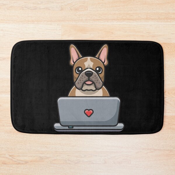 Item preview, French bulldog with laptop designed and sold by Blemenowo.