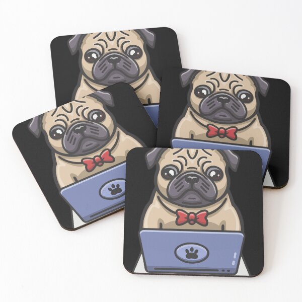 Item preview, Pug with laptop designed and sold by Blemenowo.