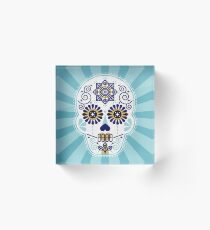 Día de Muertos Calavera • Mexican Sugar Skull – Baby Blue Palette Acrylic Block