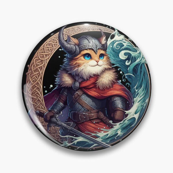 Item preview, Cute Viking Cat Norse Mythology Celtic Knot designed and sold by TomFrontierArt.